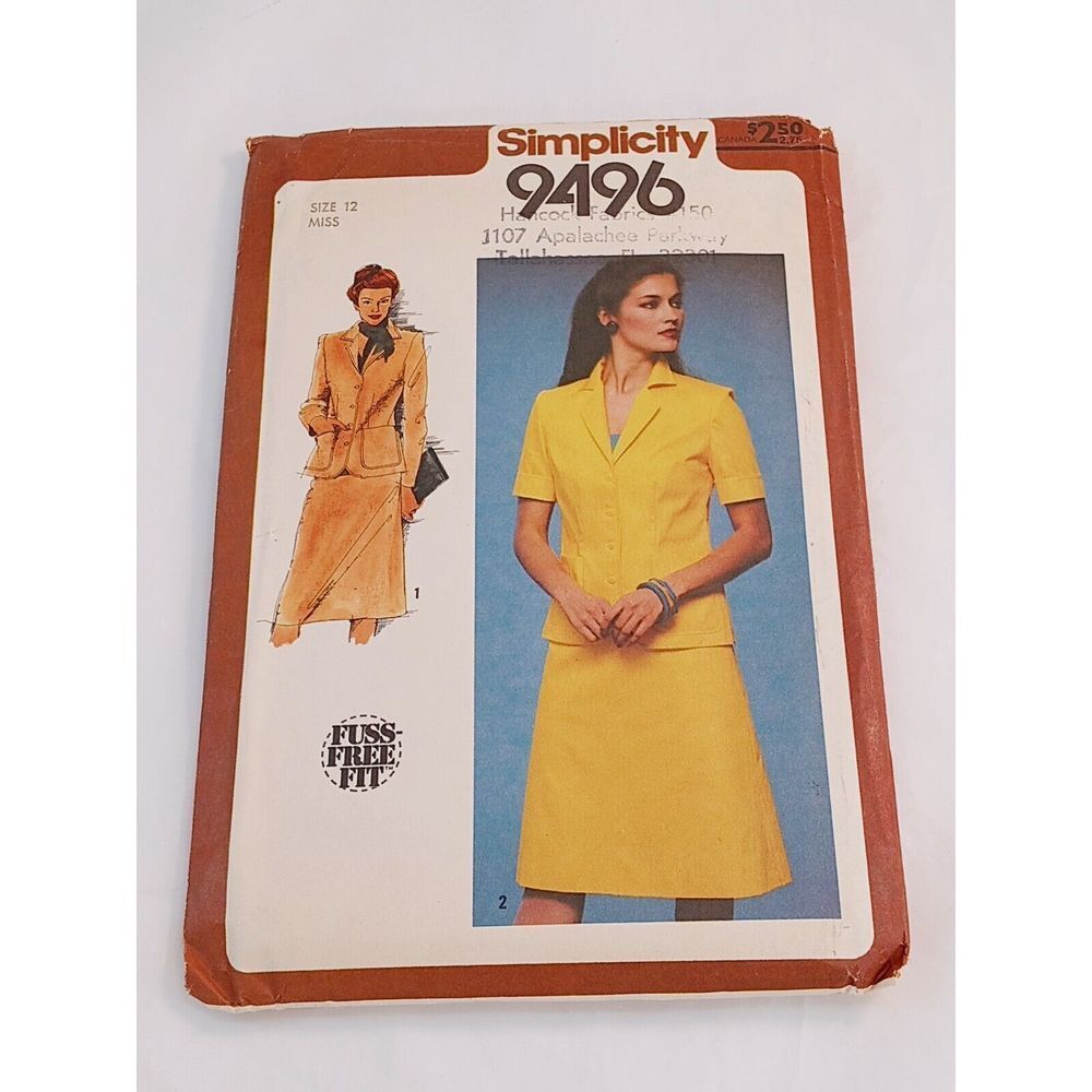 Simplicity 9496 Womens 16 Unlined Suit Jacket Skirt Blouse A-line Pattern UNCUT